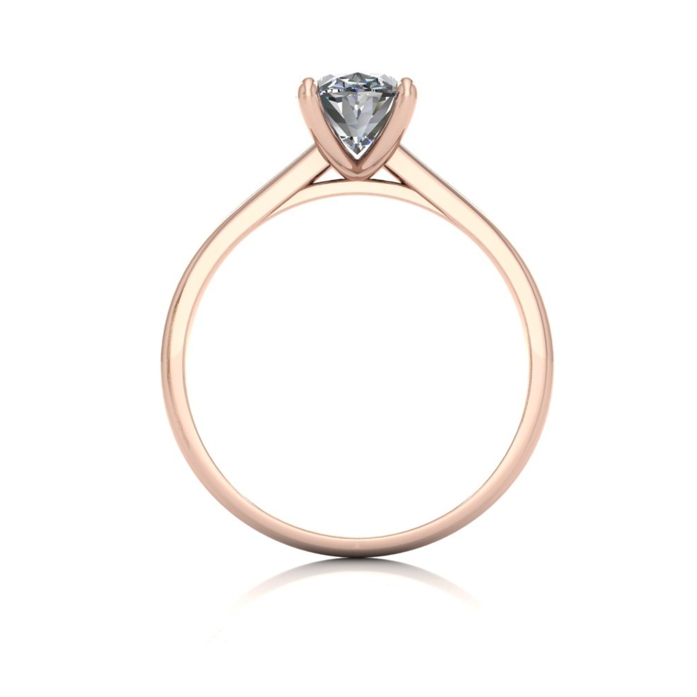 18k rose gold  1,20 ct 4 prongs solitaire oval cut diamond engagement ring with whisper thin band