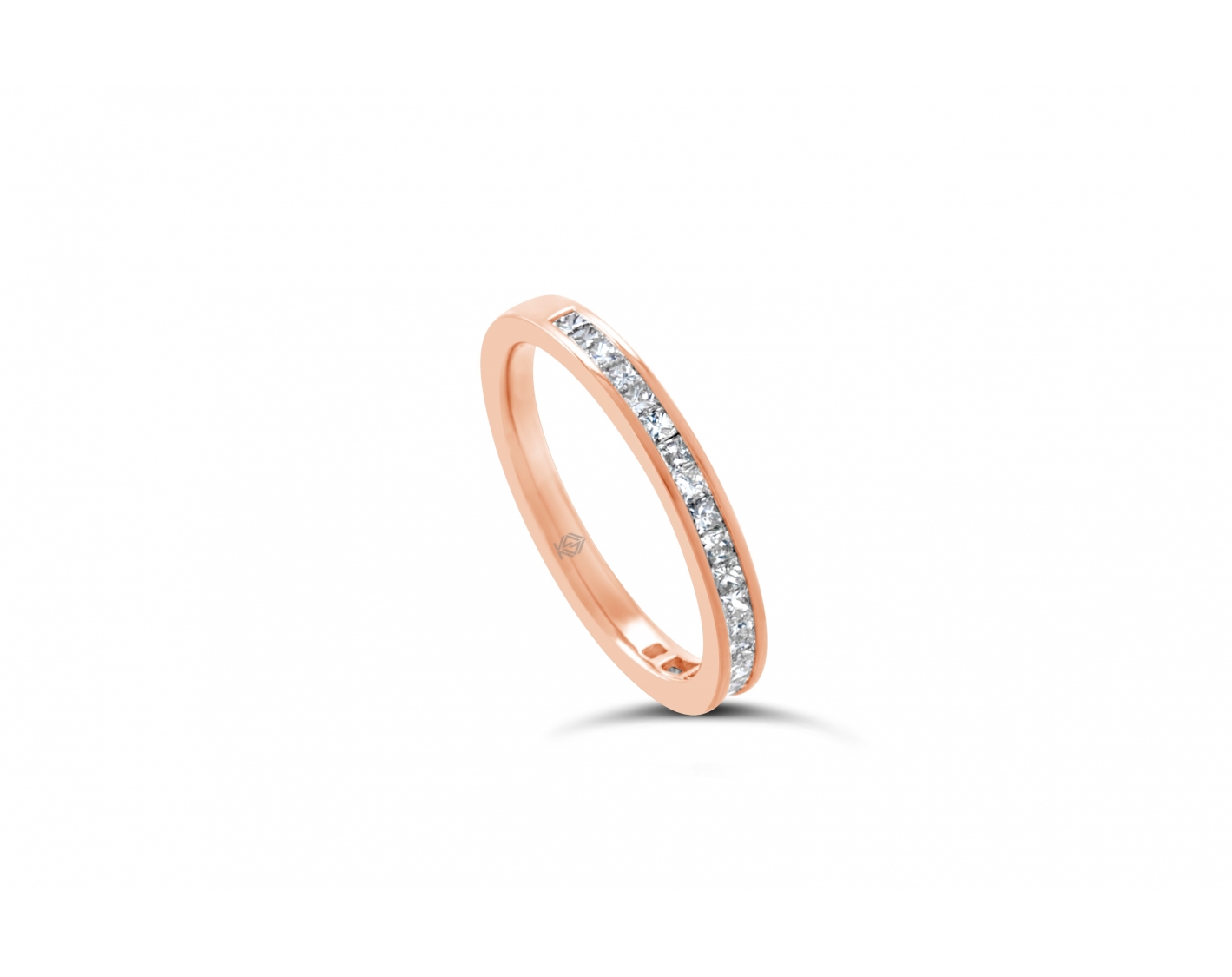 18k white gold half eternity channel set princess shaped diamond wedding ring Photos & images