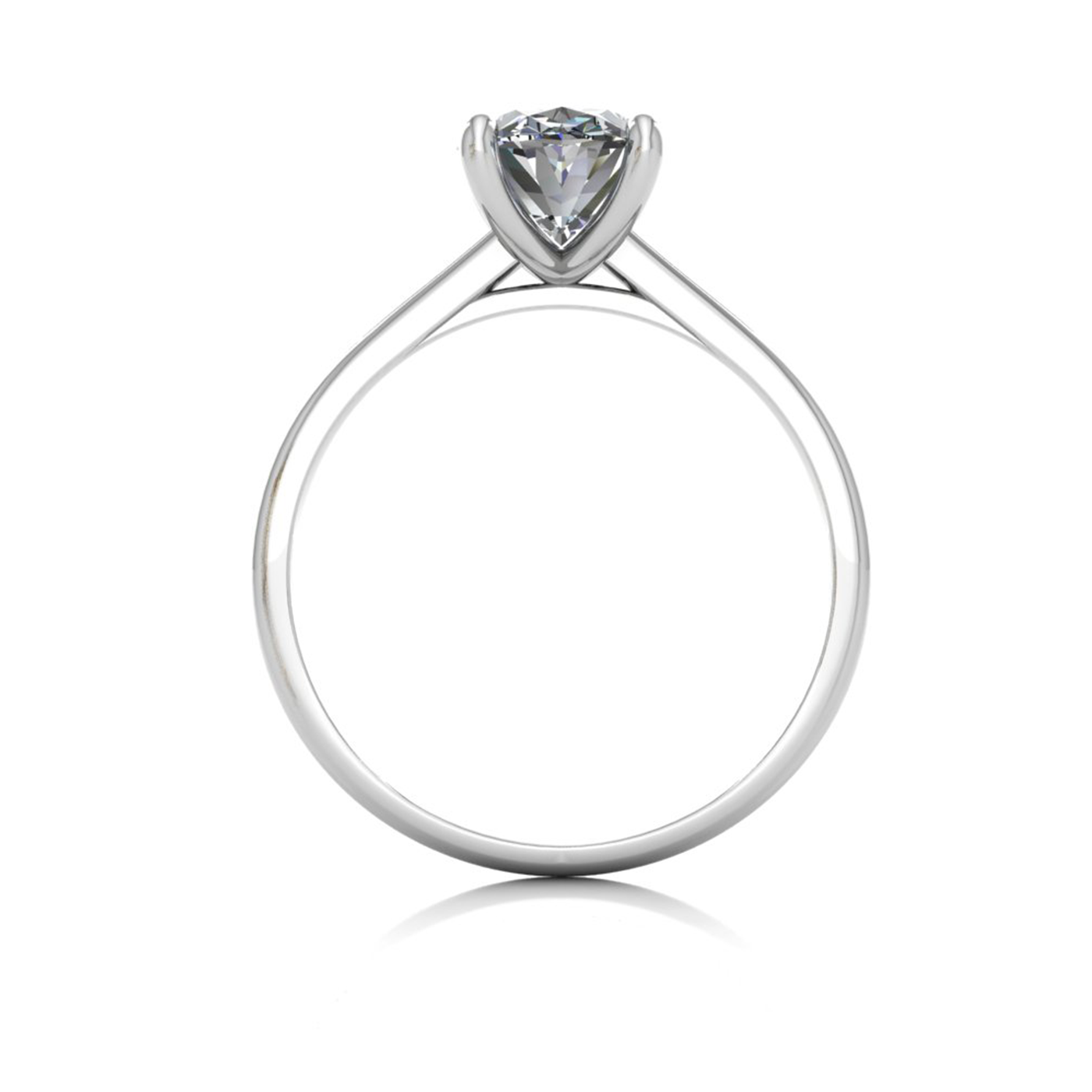 18k white gold  1,50 ct 4 prongs solitaire oval cut diamond engagement ring with whisper thin band