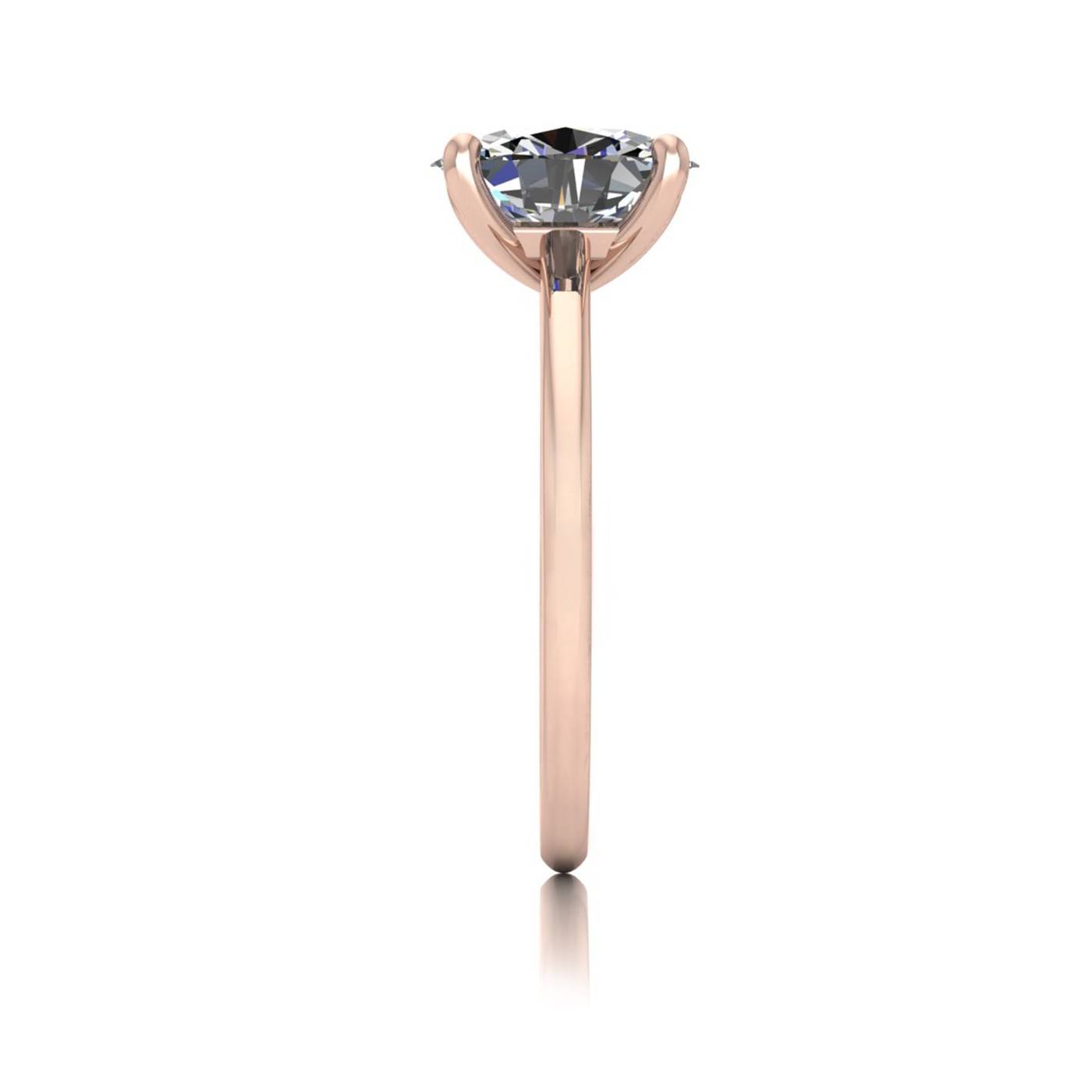 18k rose gold  1,50 ct 4 prongs solitaire oval cut diamond engagement ring with whisper thin band