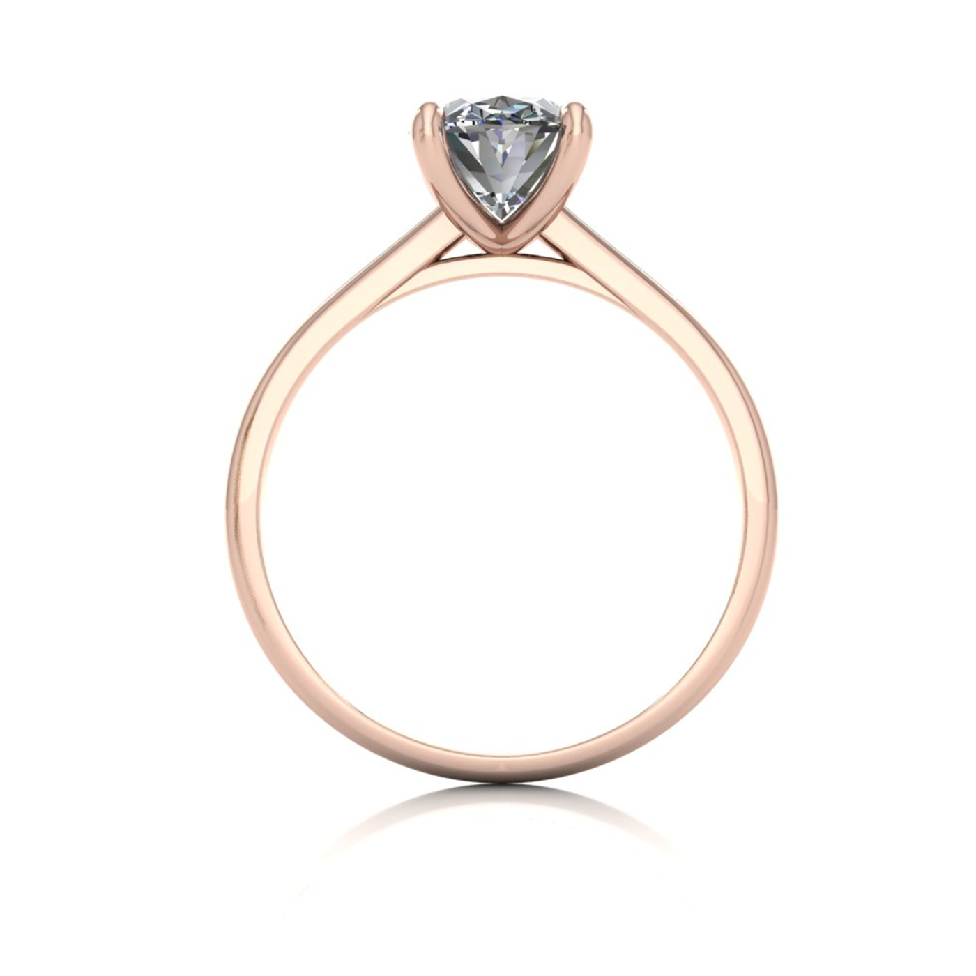 18k rose gold  1,50 ct 4 prongs solitaire oval cut diamond engagement ring with whisper thin band