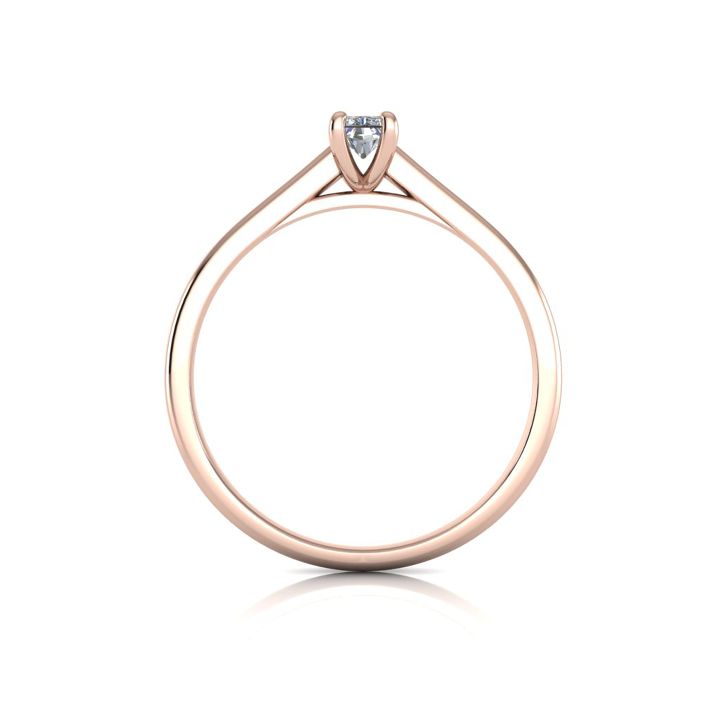18k rose gold  0,30 ct 4 prongs solitaire radiant cut diamond engagement ring with whisper thin band