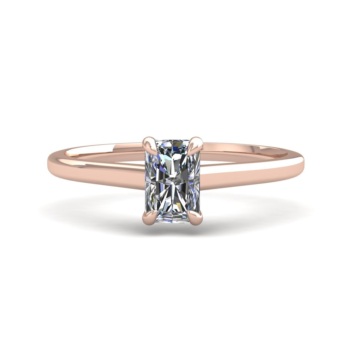 18k rose gold  1,20 ct 4 prongs solitaire radiant cut diamond engagement ring with whisper thin band Photos & images