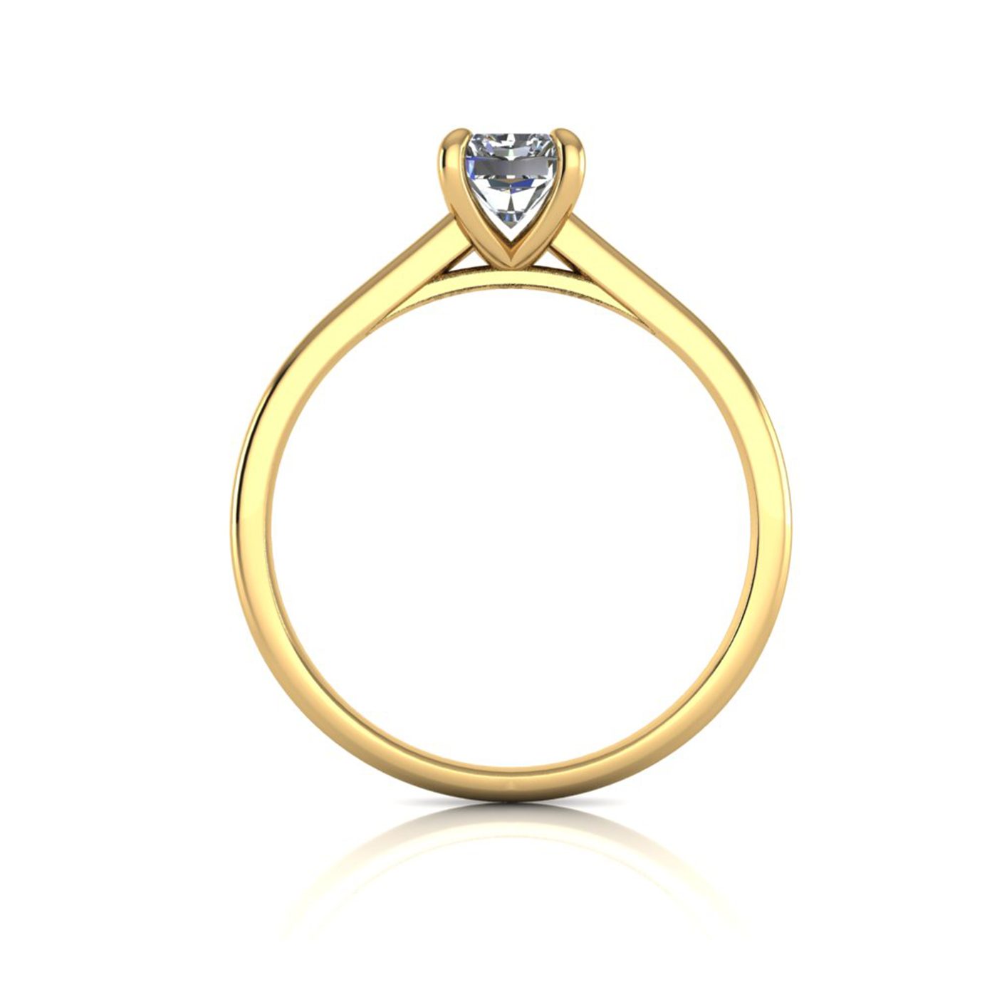 18k yellow gold  0,80 ct 4 prongs solitaire radiant cut diamond engagement ring with whisper thin band