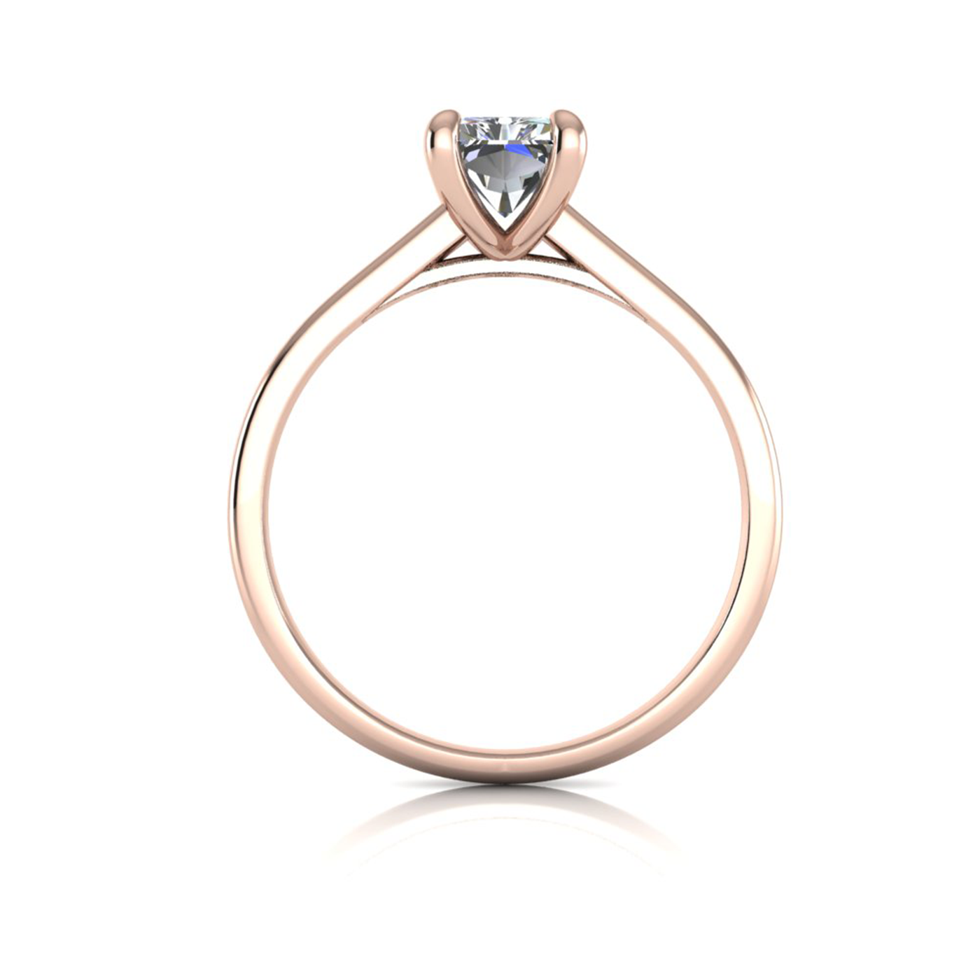 18k rose gold  1,20 ct 4 prongs solitaire radiant cut diamond engagement ring with whisper thin band