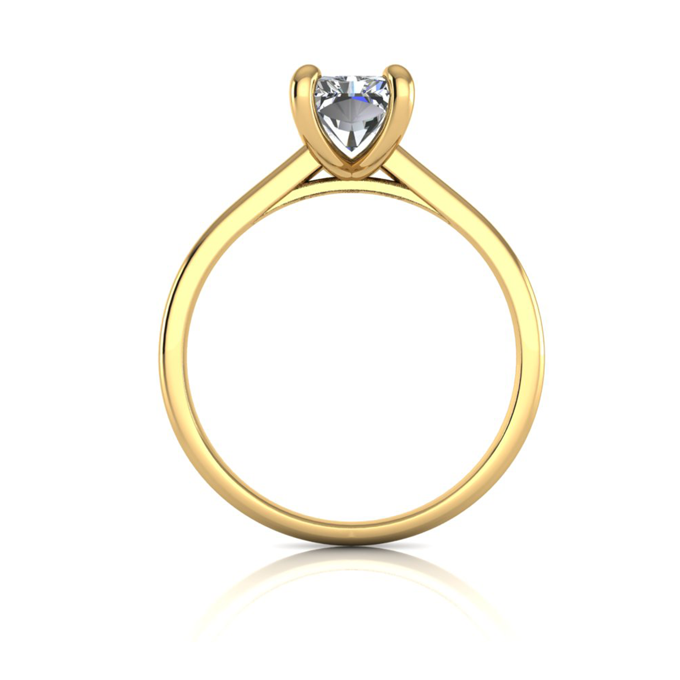 18k yellow gold  1,50 ct 4 prongs solitaire radiant cut diamond engagement ring with whisper thin band