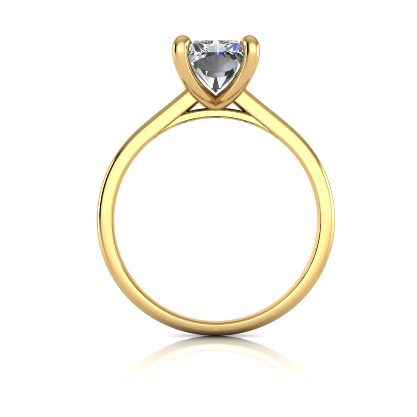 18k yellow gold  2,00 ct 4 prongs solitaire radiant cut diamond engagement ring with whisper thin band