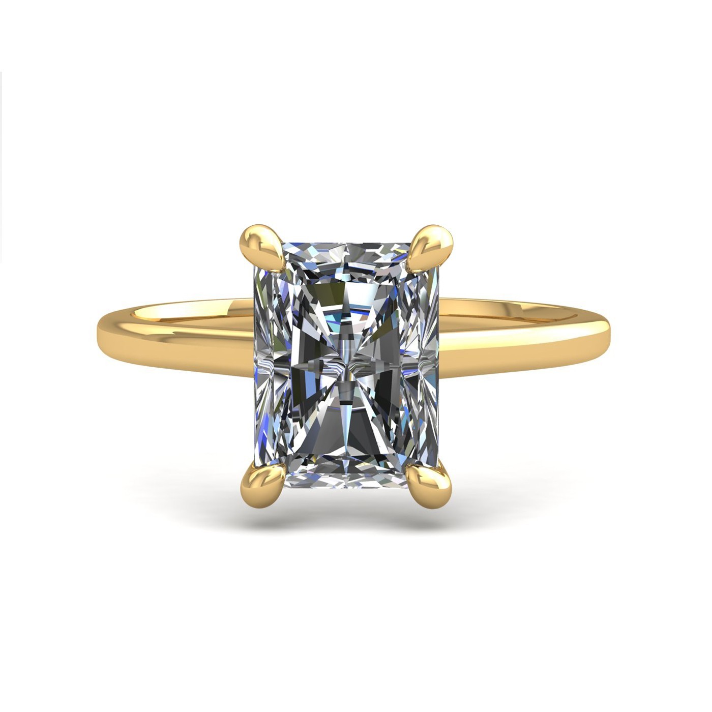 18k yellow gold  0,50 ct 4 prongs solitaire radiant cut diamond engagement ring with whisper thin band Photos & images