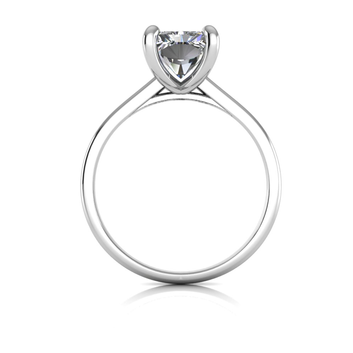 18k white gold  2,50 ct 4 prongs solitaire radiant cut diamond engagement ring with whisper thin band