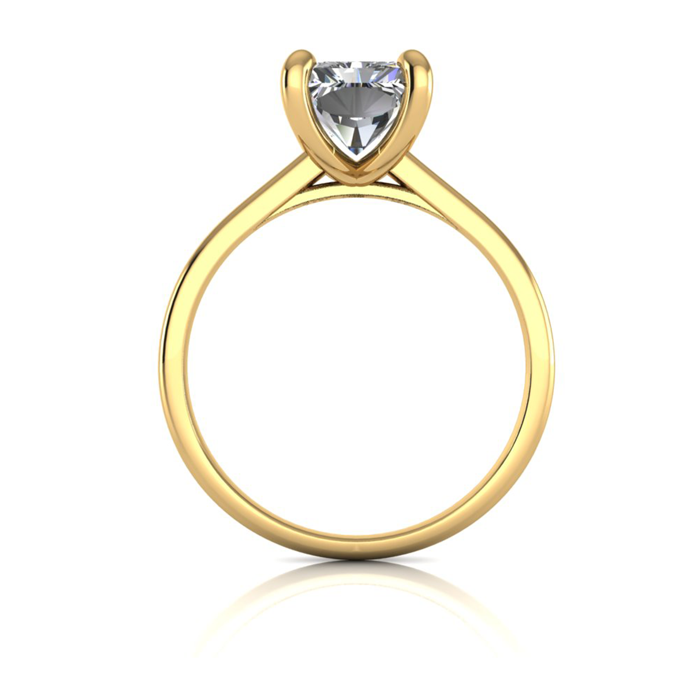 18k yellow gold  2,50 ct 4 prongs solitaire radiant cut diamond engagement ring with whisper thin band
