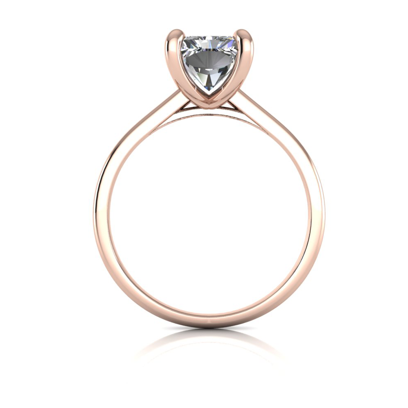 18k rose gold  2,50 ct 4 prongs solitaire radiant cut diamond engagement ring with whisper thin band
