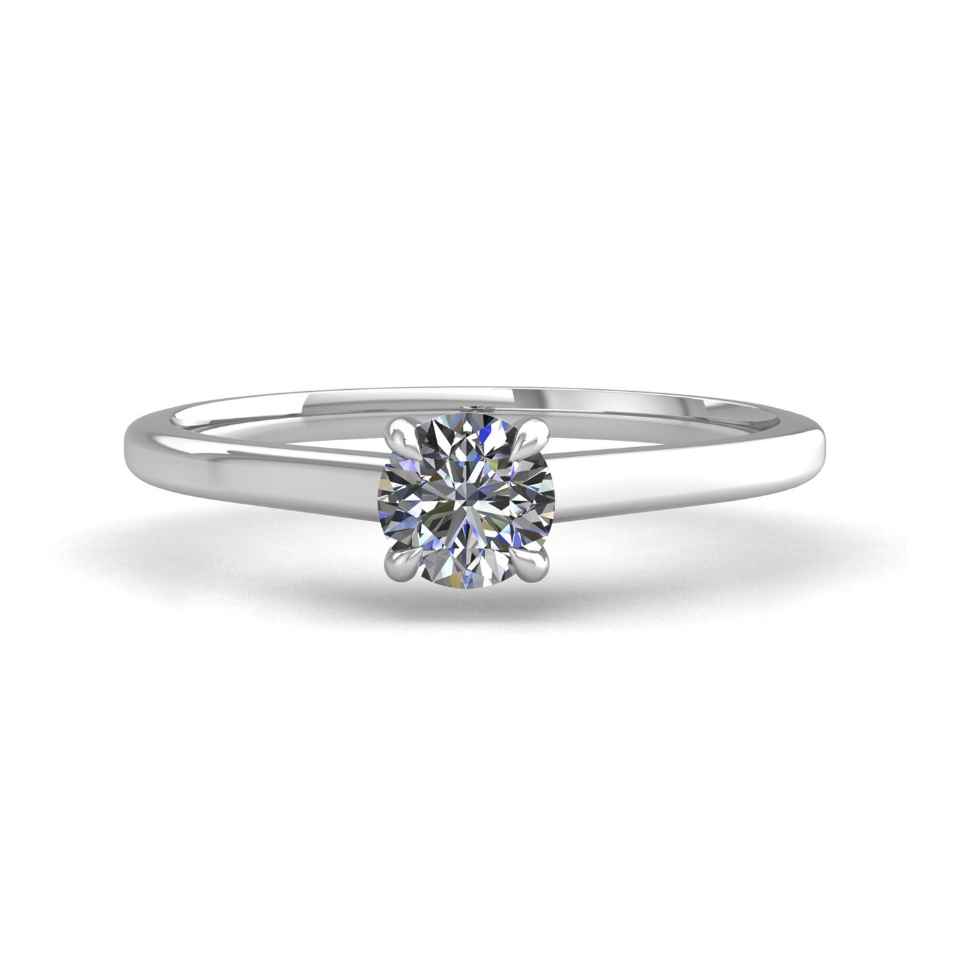 18k white gold 2,50 ct 4 prongs solitaire round cut diamond engagement ring with whisper thin band Photos & images