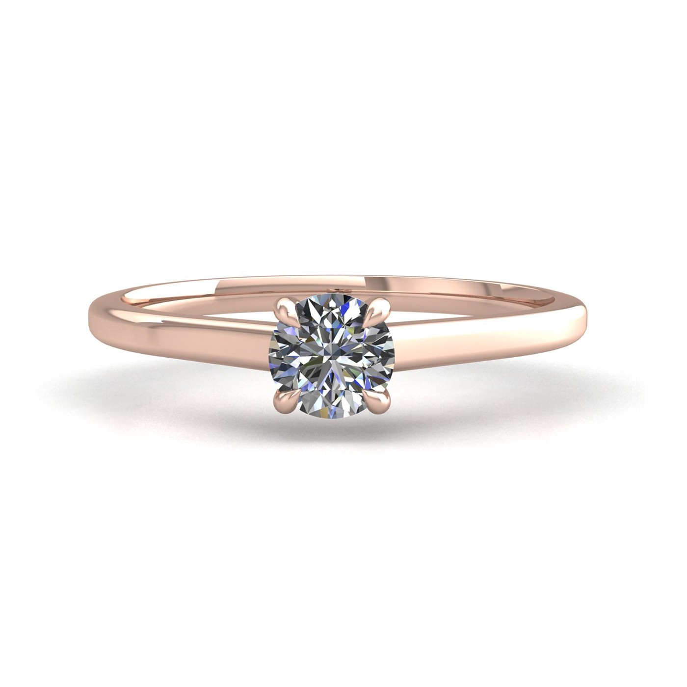 18k rose gold 1.0ct 4 prongs solitaire round cut diamond engagement ring with whisper thin band Photos & images