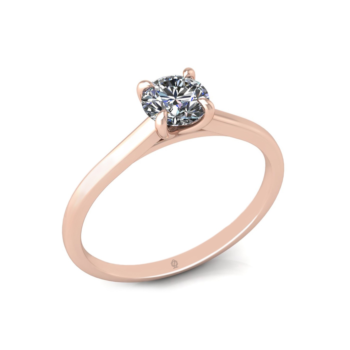 18k rose gold 0.50ct 4 prongs solitaire round cut diamond engagement ring with whisper thin band