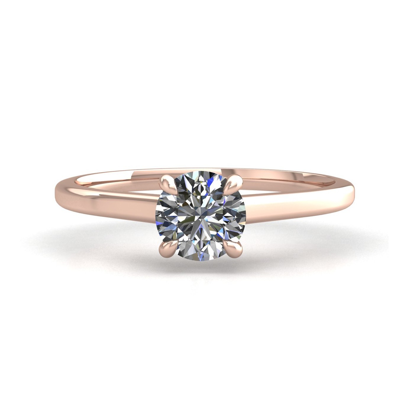 18k rose gold 1.0ct 4 prongs solitaire round cut diamond engagement ring with whisper thin band Photos & images