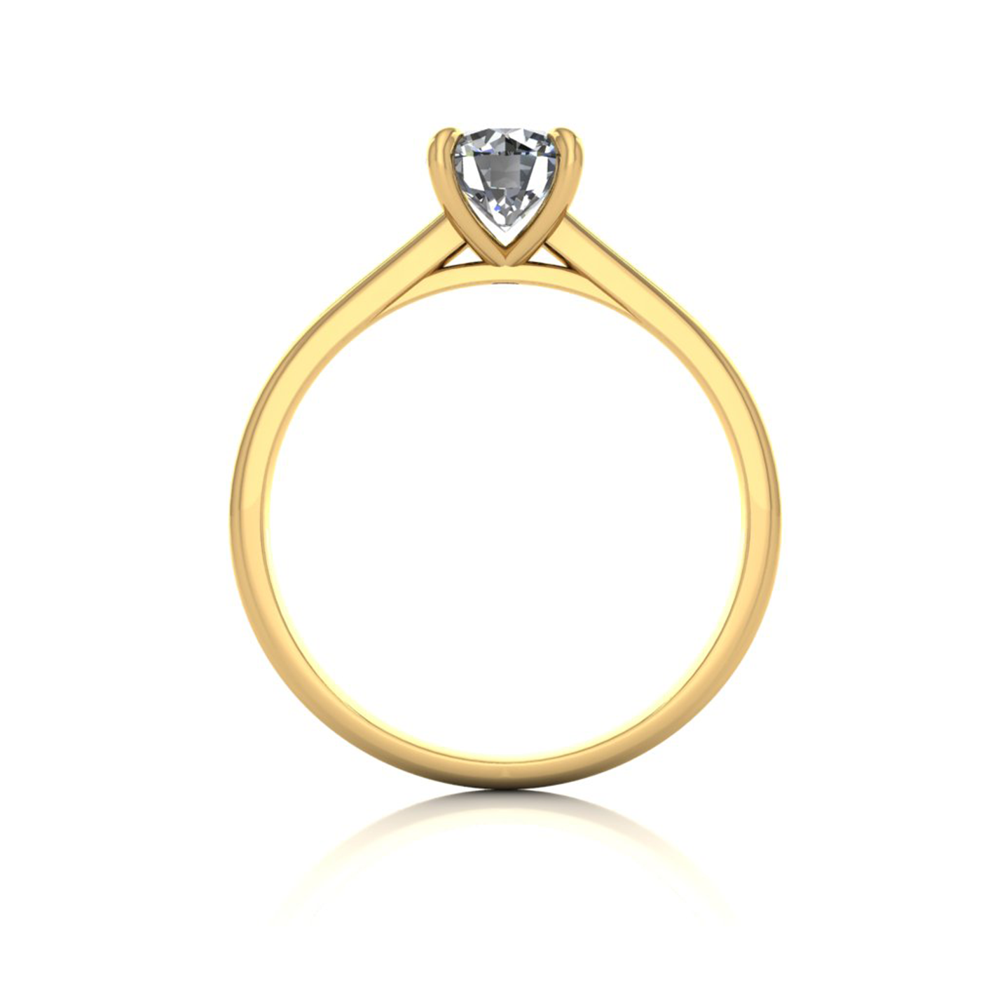 18k yellow gold 0,80 ct 4 prongs solitaire round cut diamond engagement ring with whisper thin band