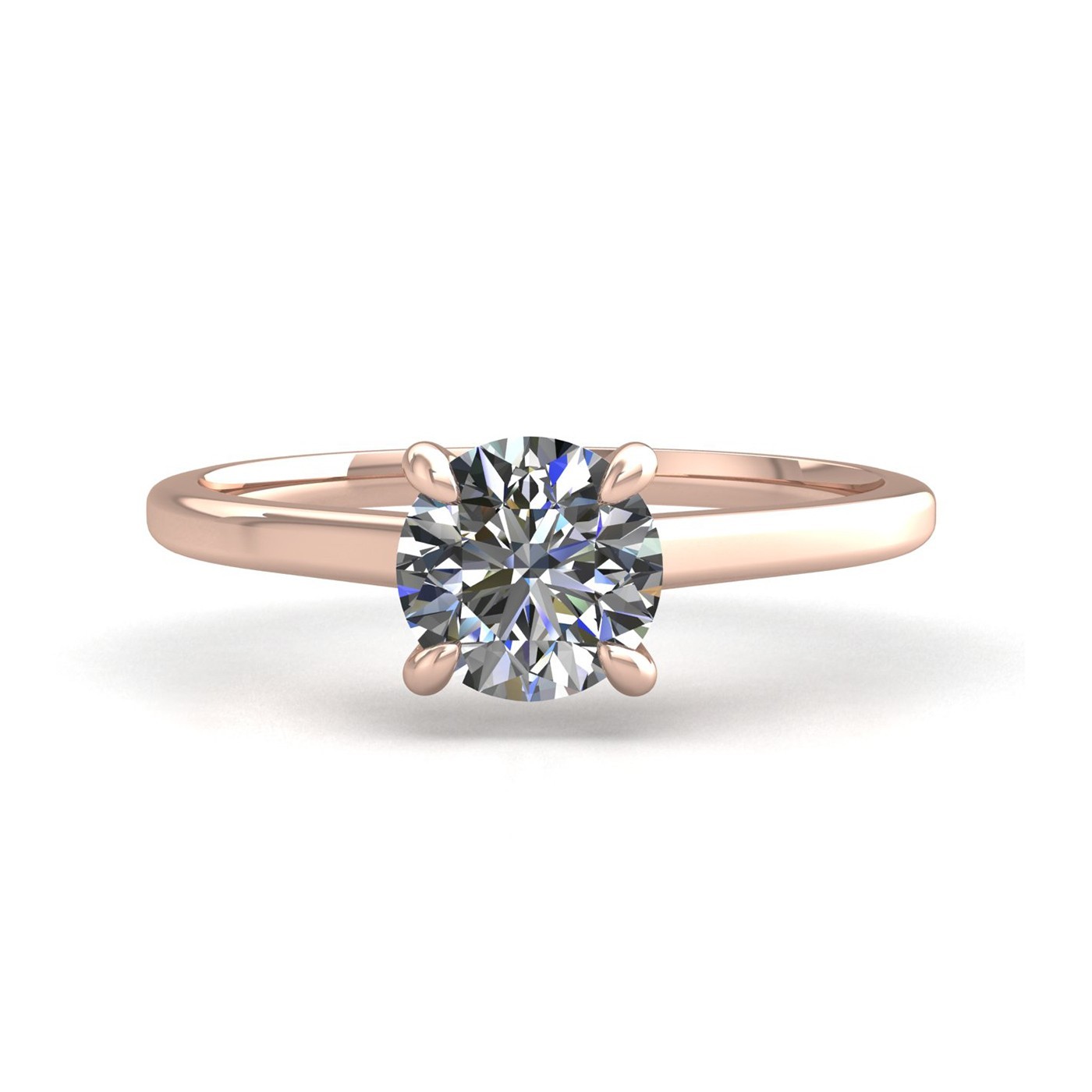 18k rose gold 1.5ct 4 prongs solitaire round cut diamond engagement ring with whisper thin band Photos & images