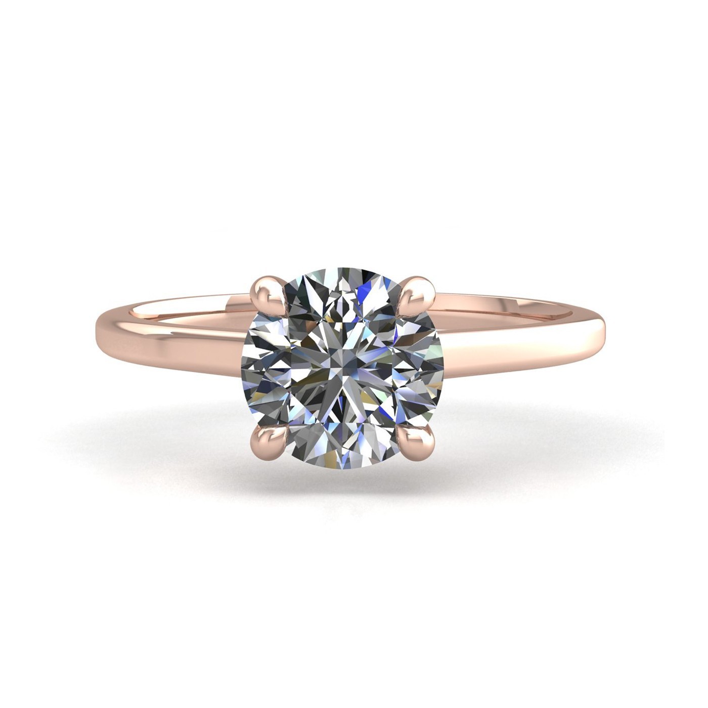 18k rose gold 1.0ct 4 prongs solitaire round cut diamond engagement ring with whisper thin band
