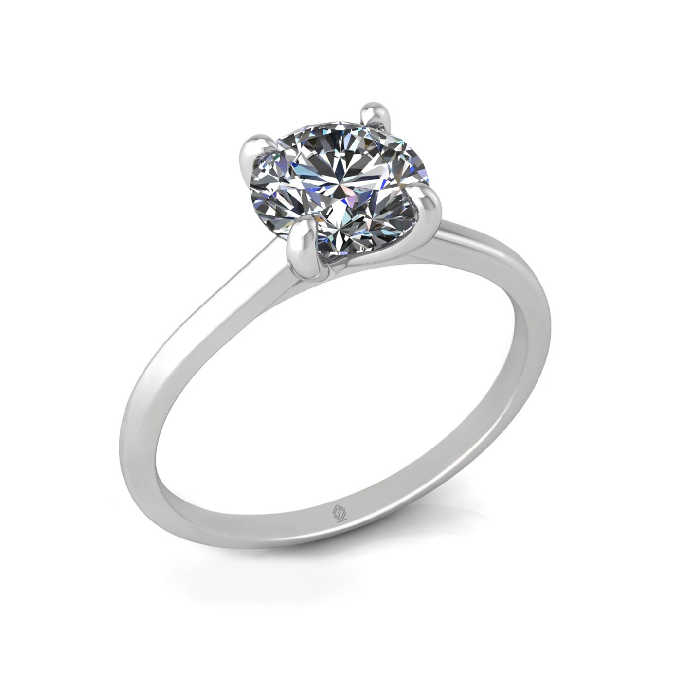 18k white gold 1.2ct 4 prongs solitaire round cut diamond engagement ring with whisper thin band