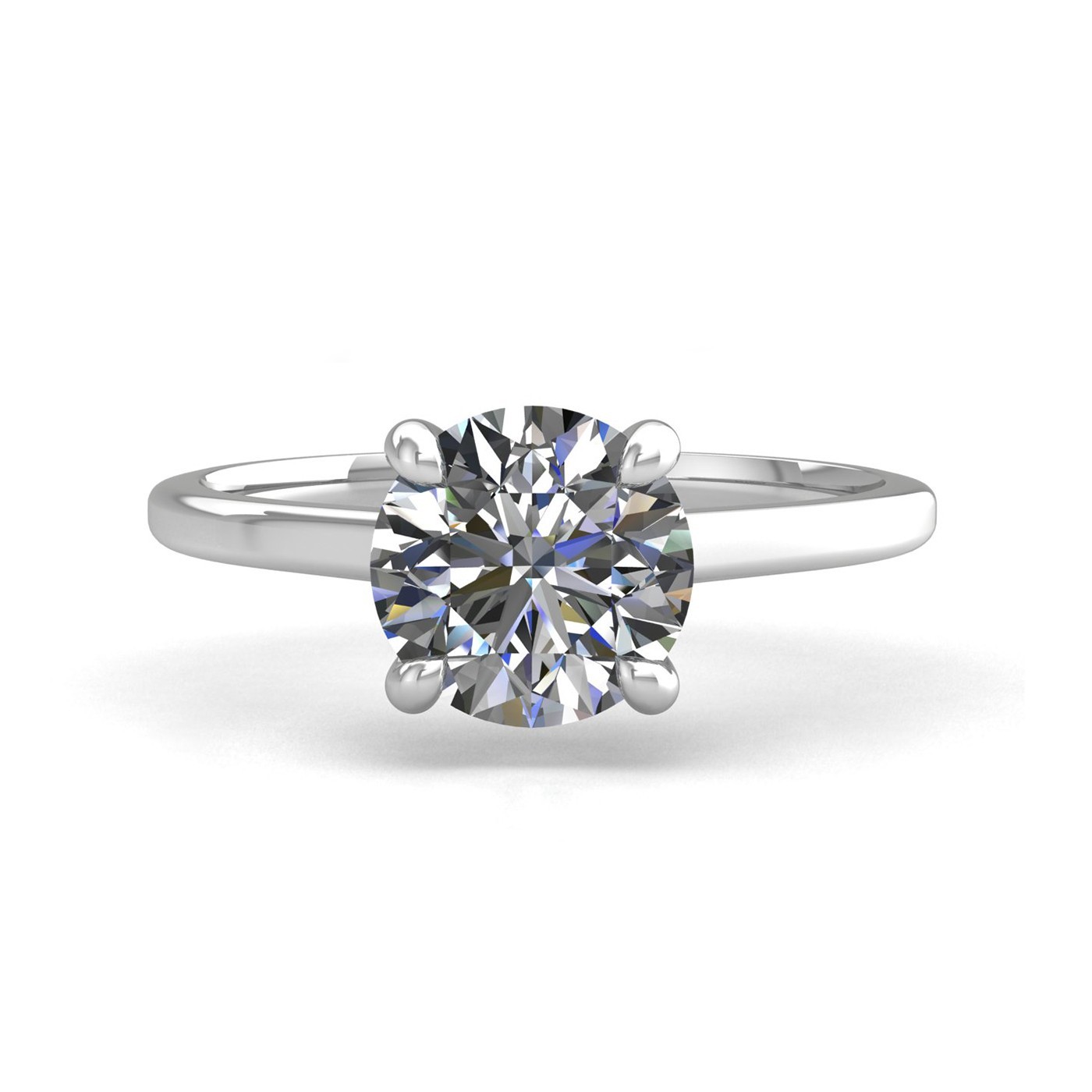 18k white gold 1.2ct 4 prongs solitaire round cut diamond engagement ring with whisper thin band