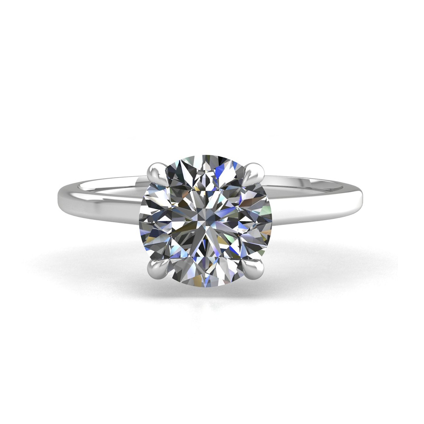 18k white gold 1.2ct 4 prongs solitaire round cut diamond engagement ring with whisper thin band Photos & images