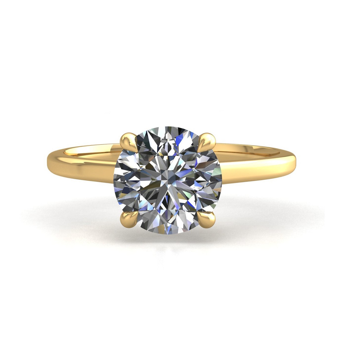 18k yellow gold 0,50 ct 4 prongs solitaire round cut diamond engagement ring with whisper thin band Photos & images