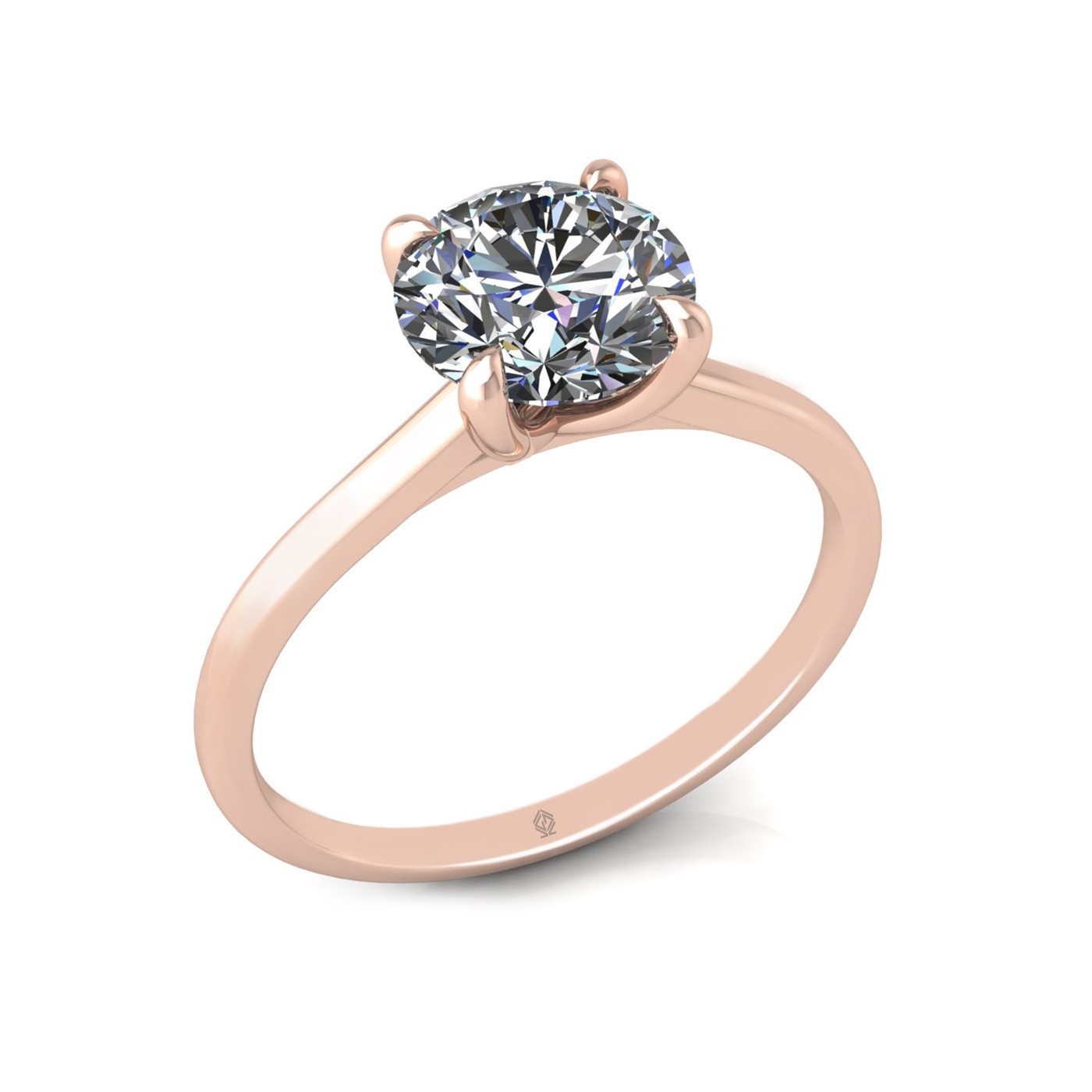 18k rose gold 1.5ct 4 prongs solitaire round cut diamond engagement ring with whisper thin band