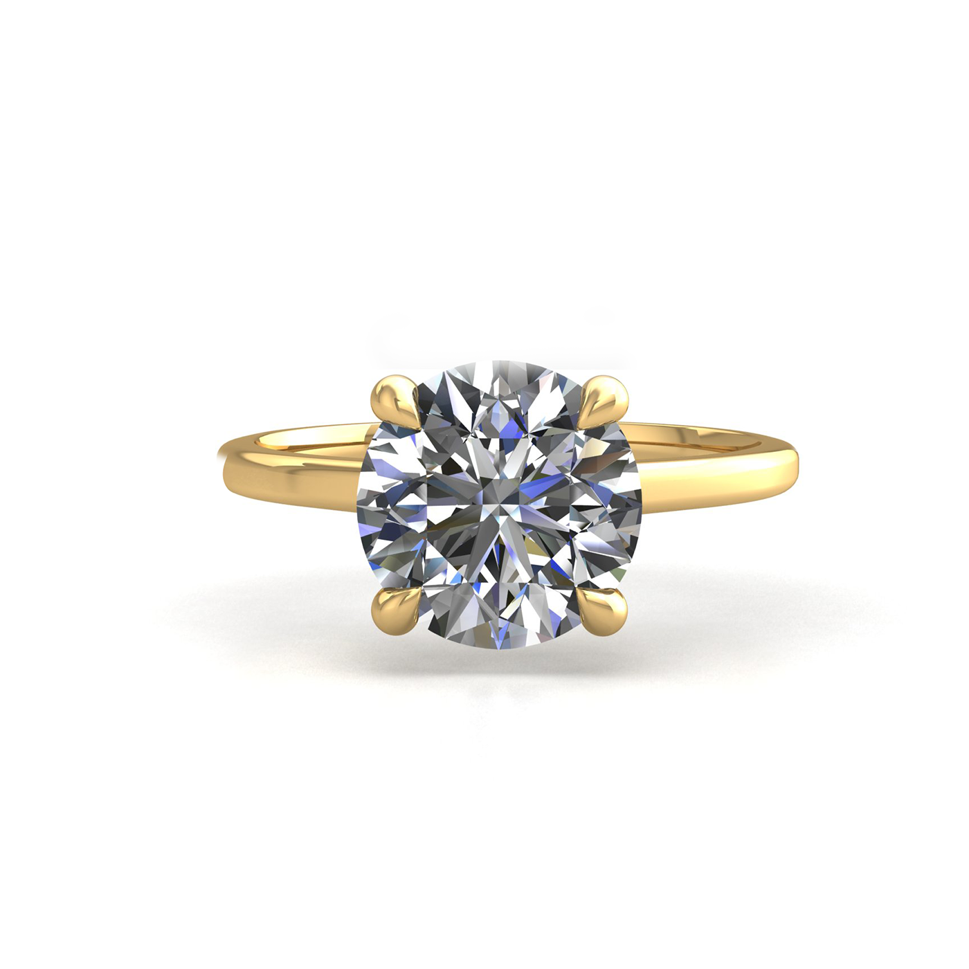 18k yellow gold 1.2ct 4 prongs solitaire round cut diamond engagement ring with whisper thin band Photos & images