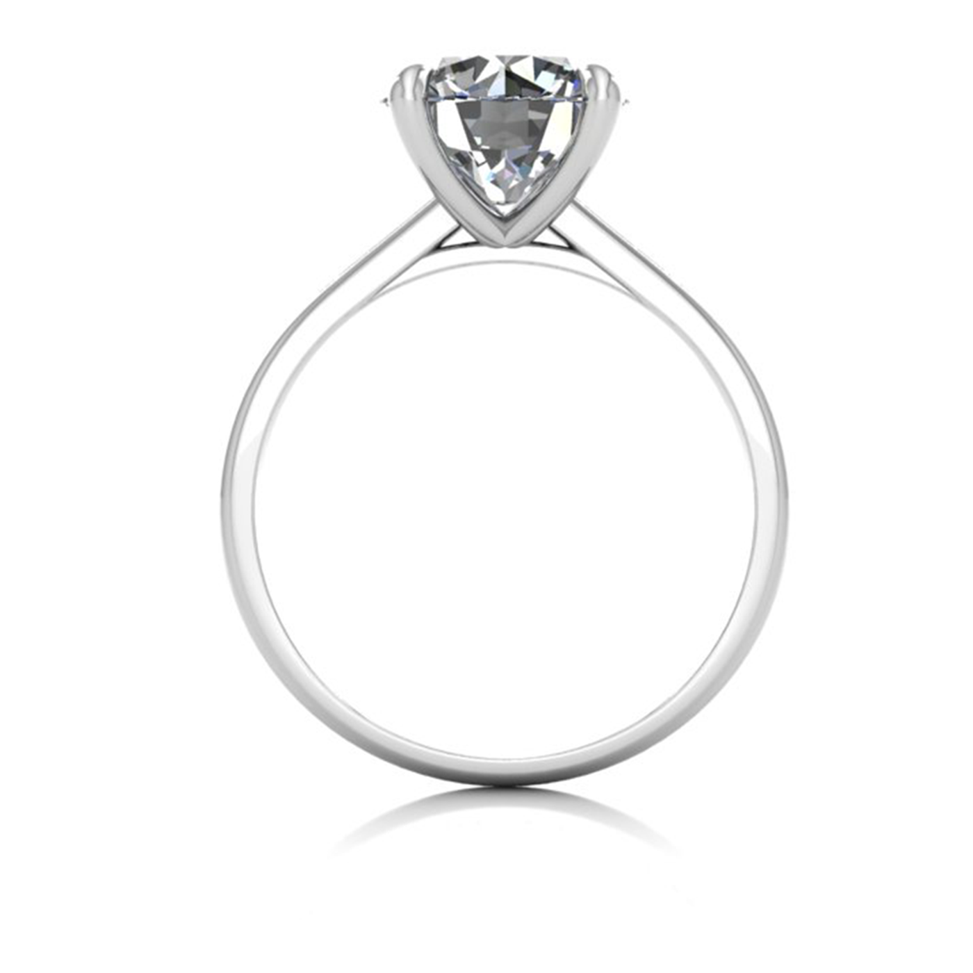 18k white gold 2,50 ct 4 prongs solitaire round cut diamond engagement ring with whisper thin band