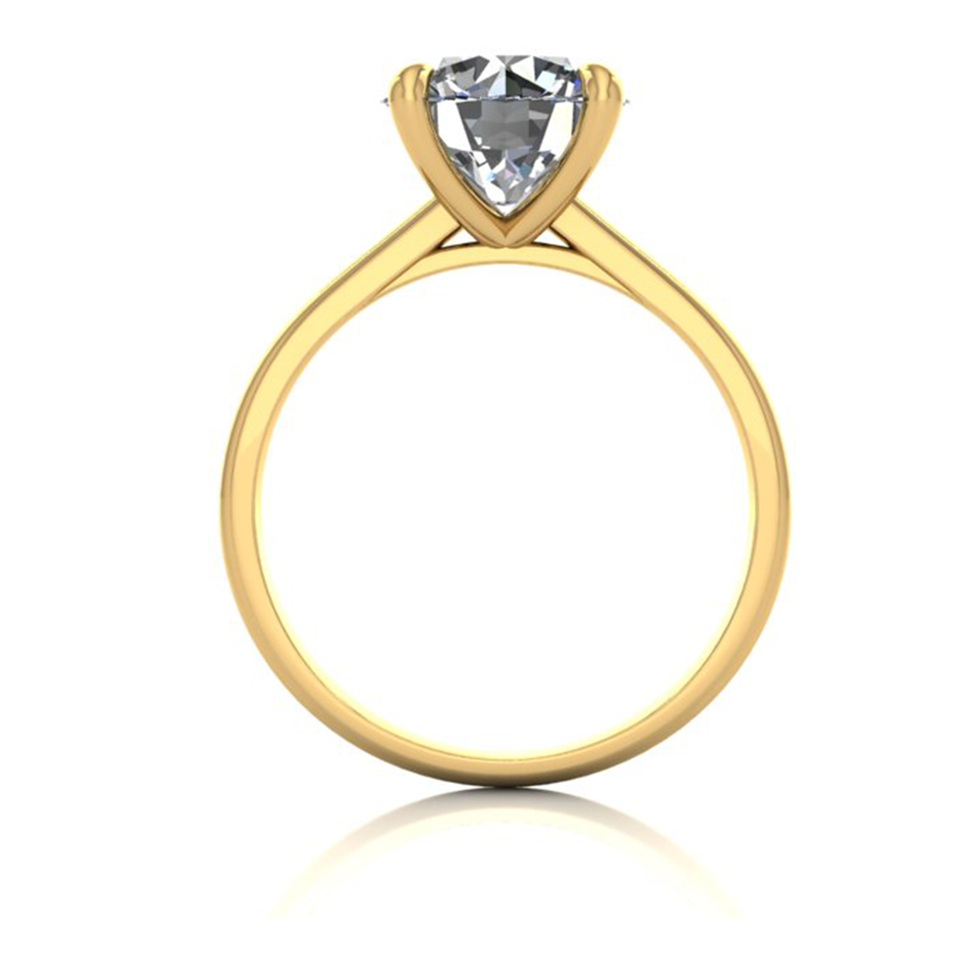 18k yellow gold 2,50 ct 4 prongs solitaire round cut diamond engagement ring with whisper thin band