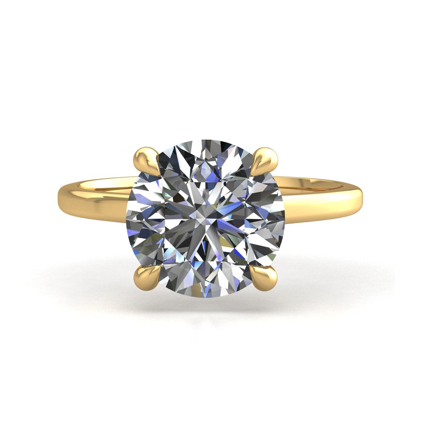 18k yellow gold  0,30 ct 4 prongs solitaire round cut diamond engagement ring with whisper thin band Photos & images