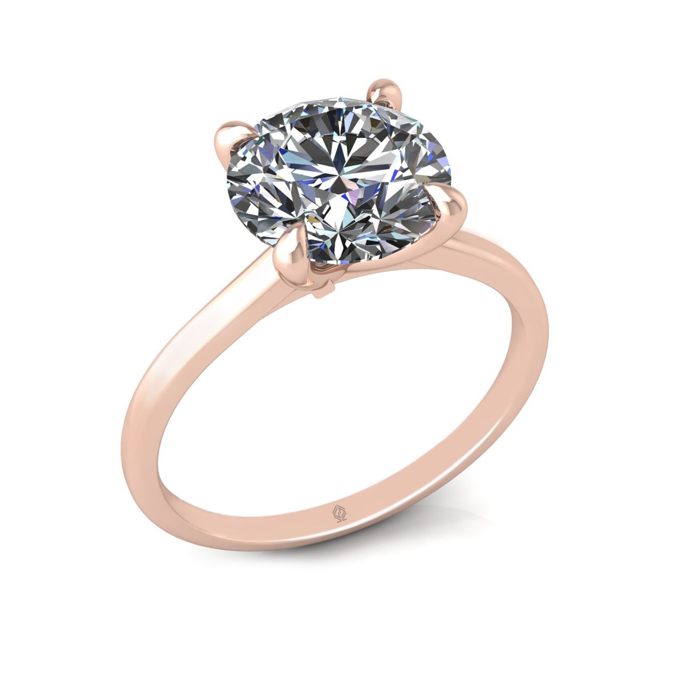 18k rose gold 2.5 ct 4 prongs solitaire round cut diamond engagement ring with whisper thin band