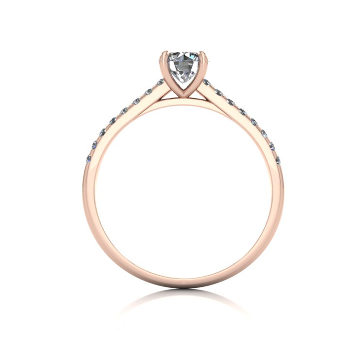 18k rose gold 0,50 ct 4 prongs round cut diamond engagement ring with whisper thin pavÉ set band