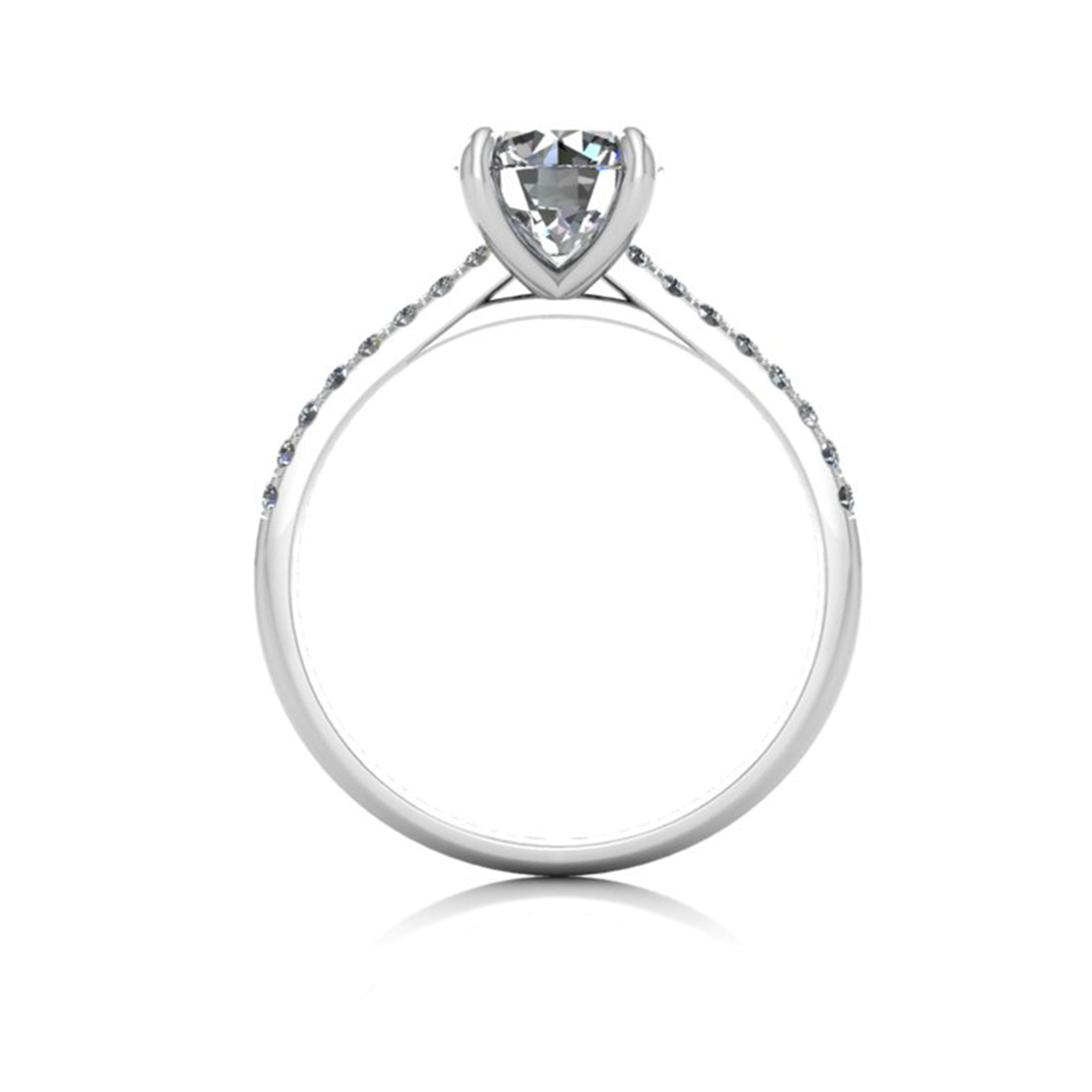 18k white gold 1.2ct 4 prongs round cut diamond engagement ring with whisper thin pavÉ set band