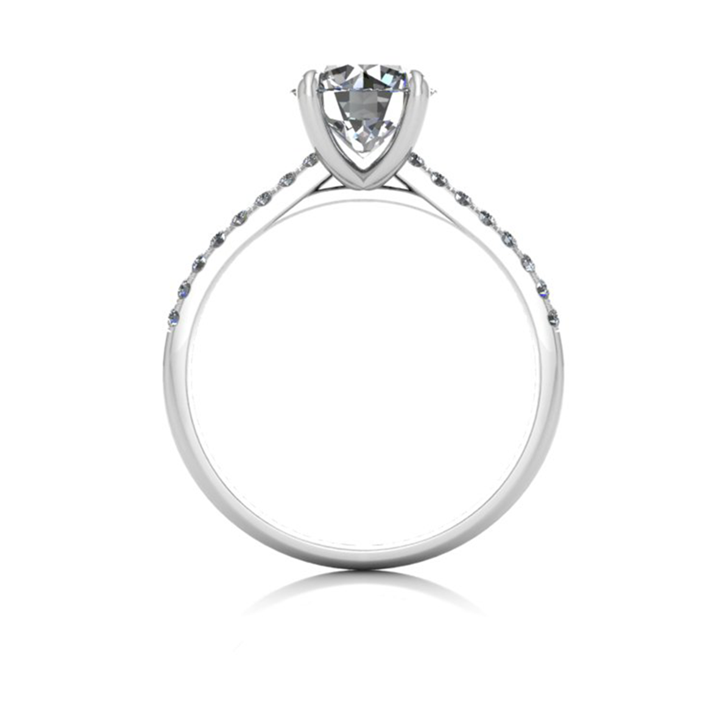 18k white gold 1.5ct 4 prongs round cut diamond engagement ring with whisper thin pavÉ set band