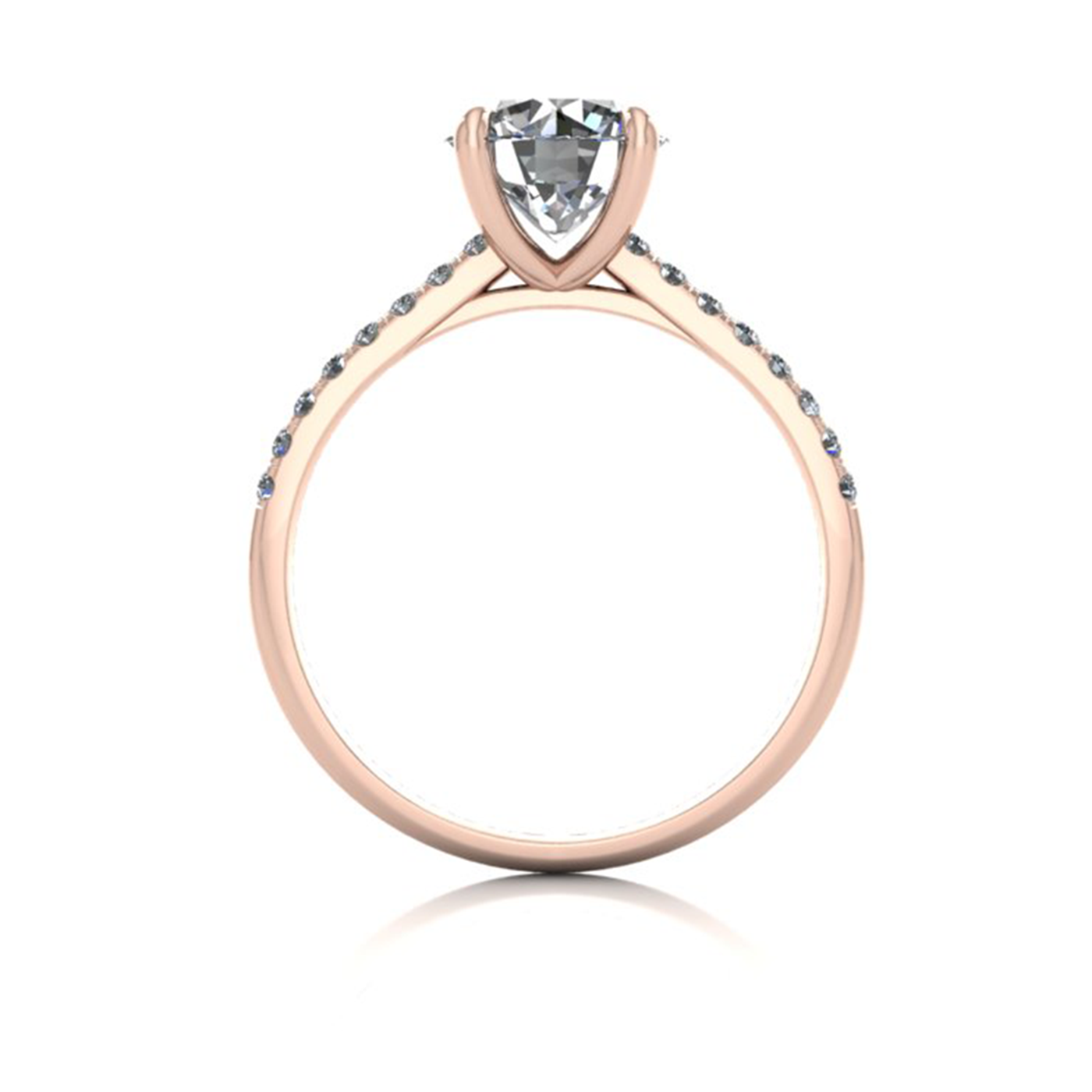 18k rose gold 1.5ct 4 prongs round cut diamond engagement ring with whisper thin pavÉ set band