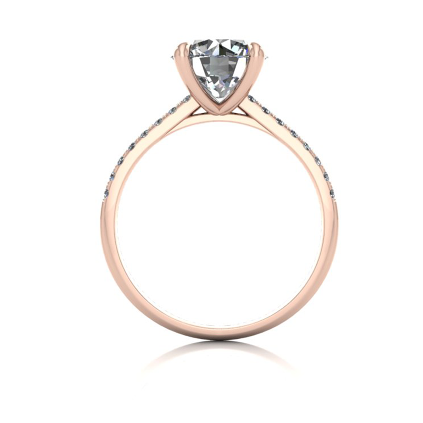 18k rose gold 2.0ct 4 prongs round cut diamond engagement ring with whisper thin pavÉ set band
