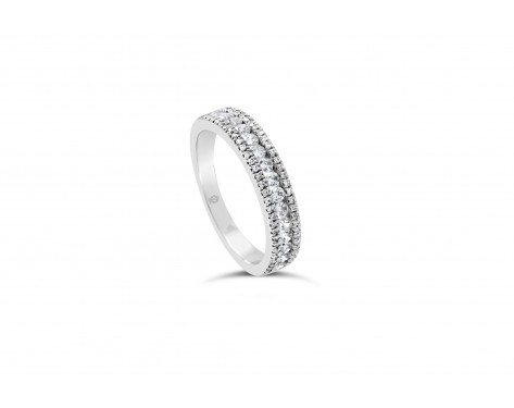 18k white gold half eternity channel and pave set round brilliant diamond wedding ring