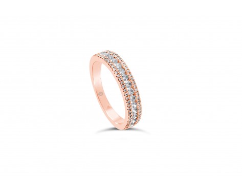 18k rose gold half eternity channel and pave set round brilliant diamond wedding ring Photos & images