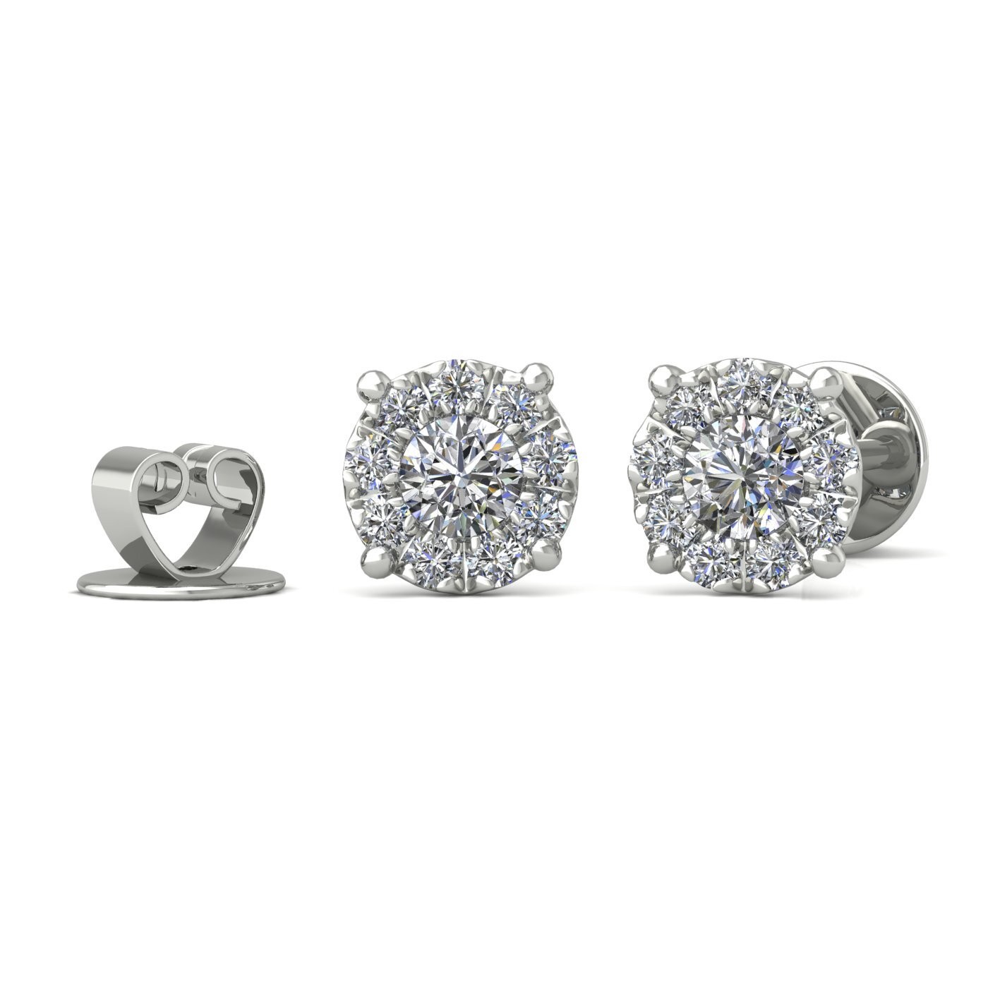 18k white gold  round shaped illusion set diamond earrings 0.20 ct
