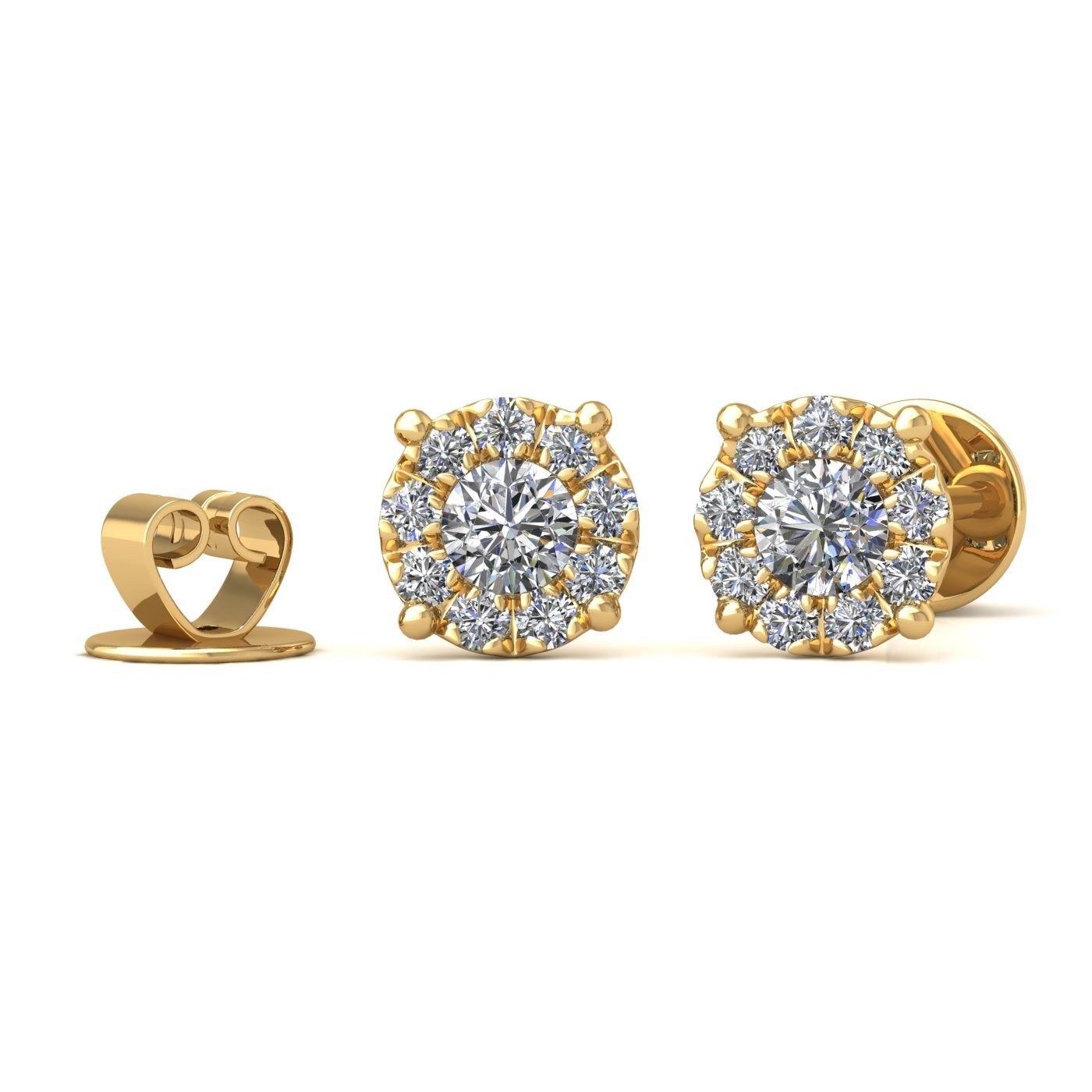 18k yellow gold  round shaped illusion set diamond earrings 0.20 ct