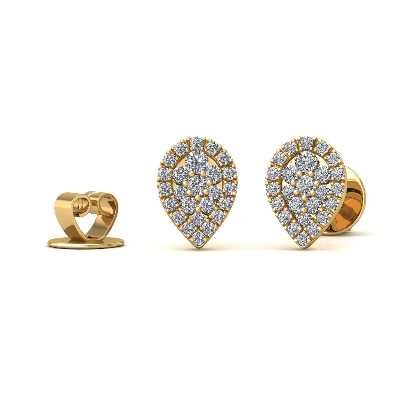 18k yellow gold  pear shaped illusion set diamond earrings 0.21 ct