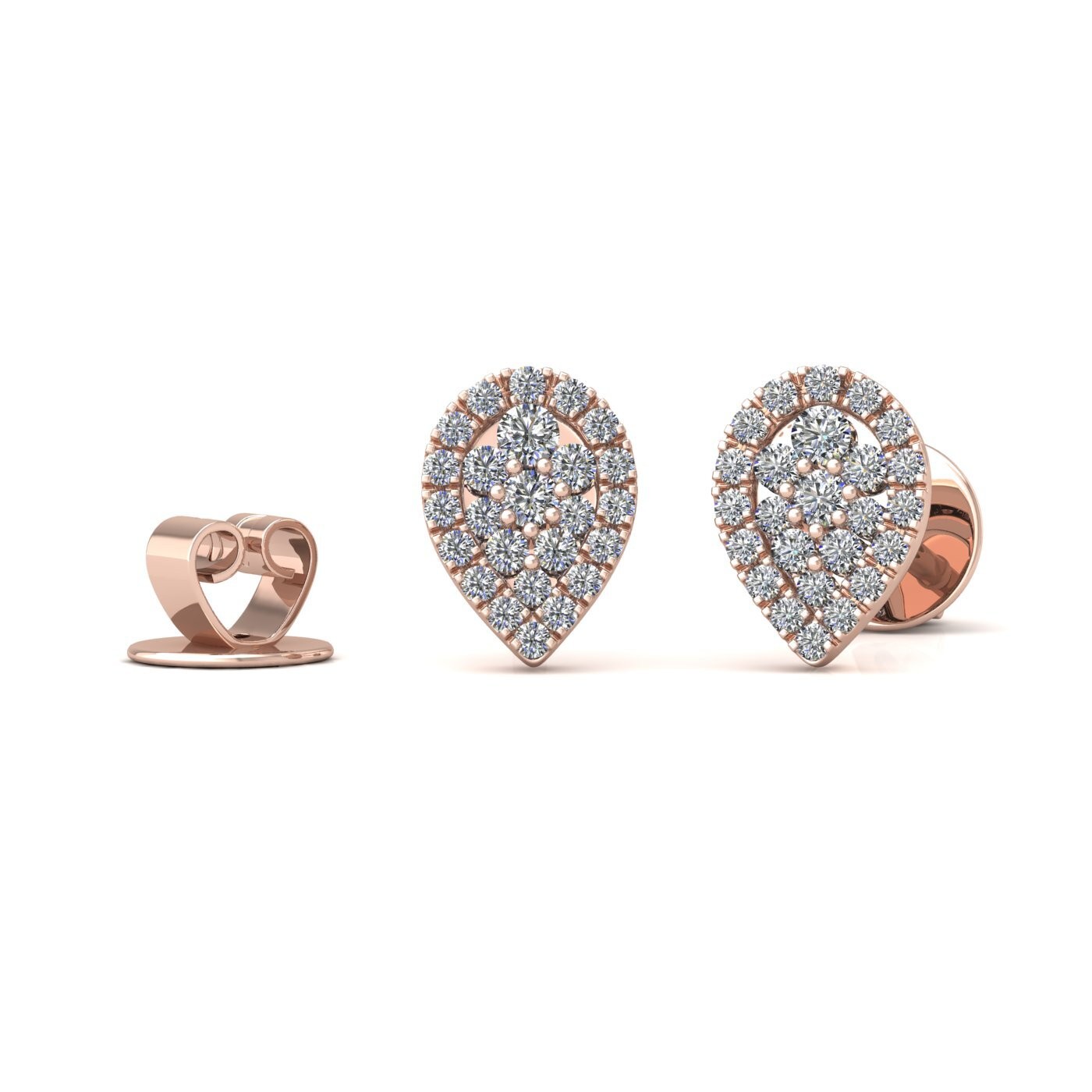 18k rose gold  pear shaped illusion set diamond earrings 0.21 ct