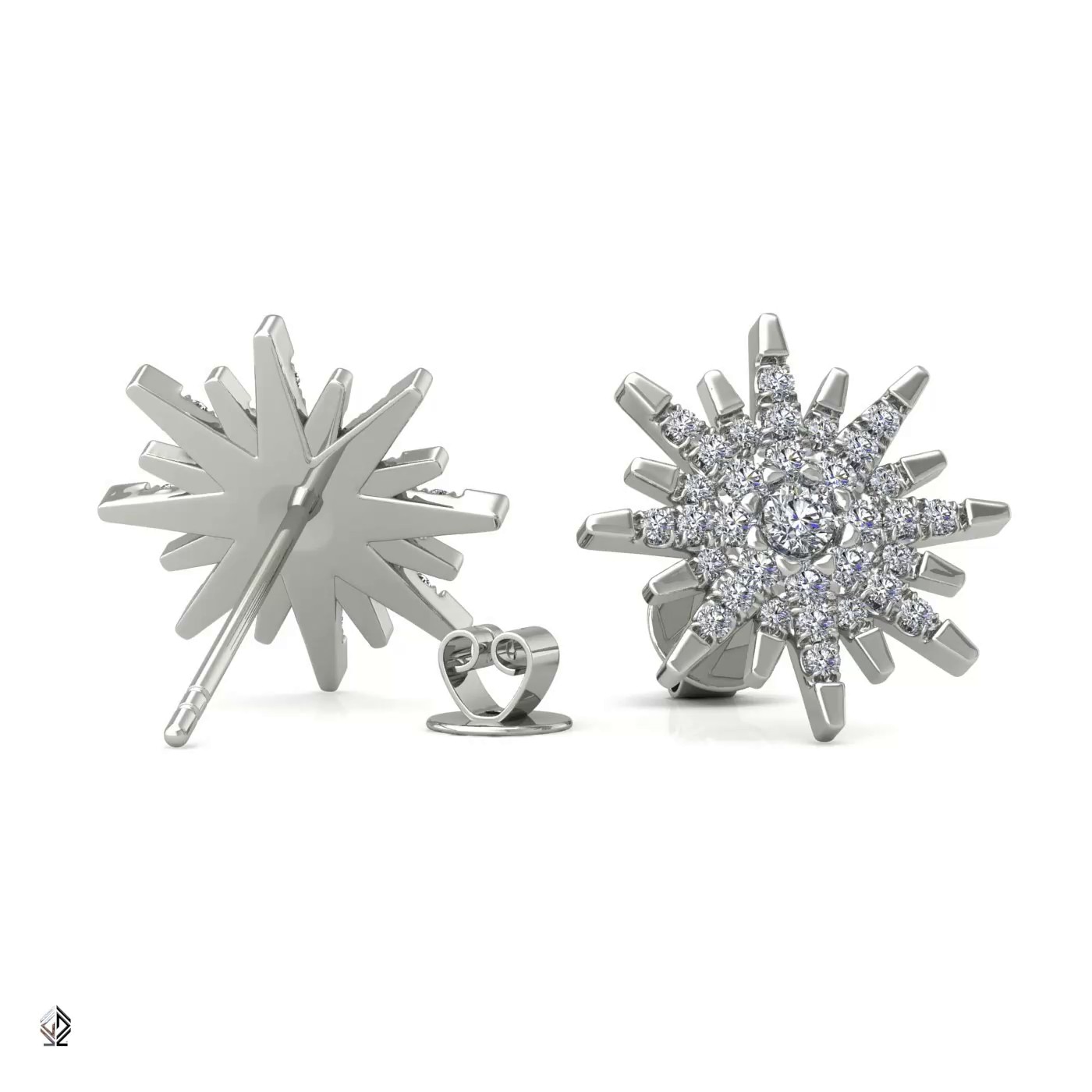 18k white gold  "you are the sun" diamond earrings 0.18 ct Photos & images