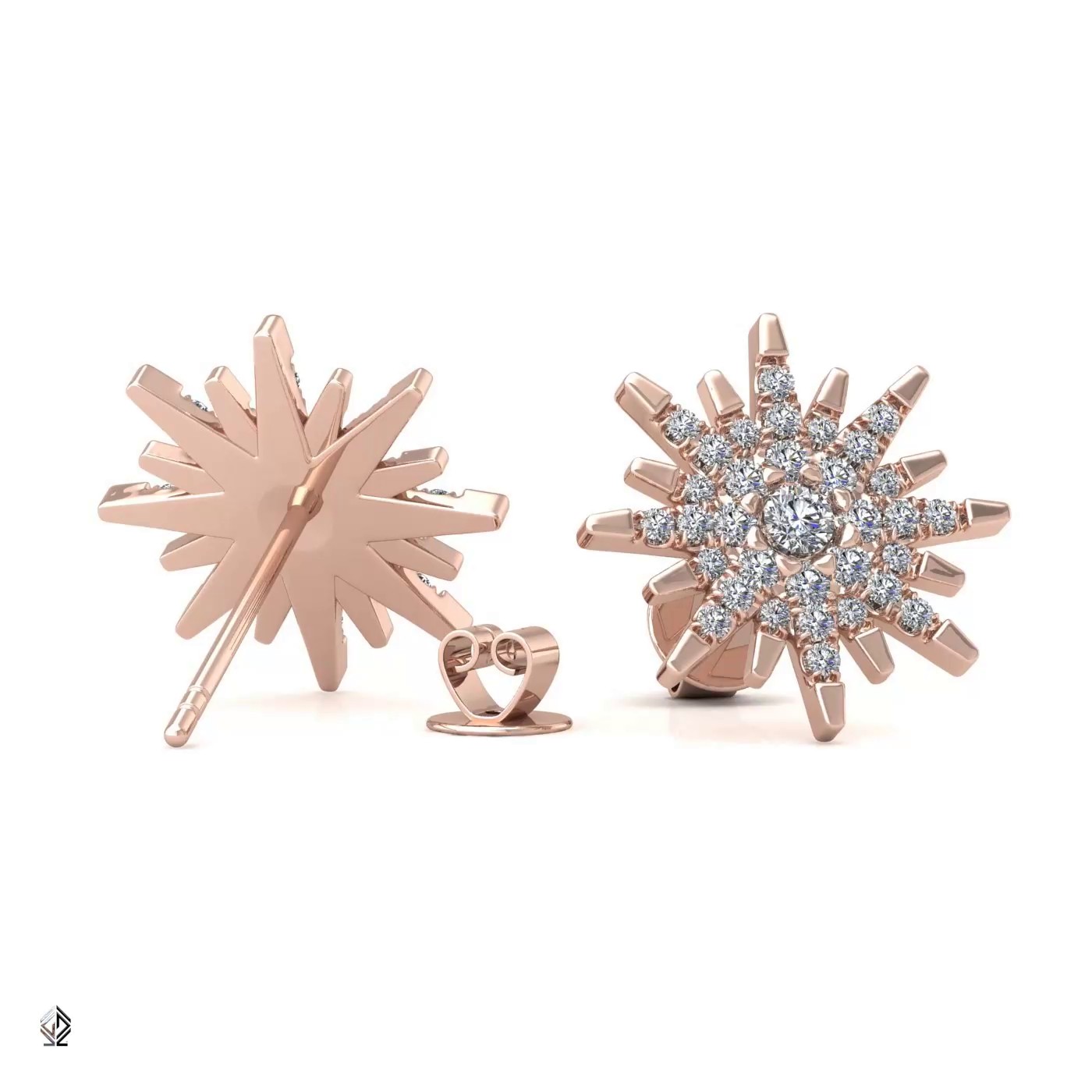 18k rose gold  "you are the sun" diamond earrings 0.18 ct Photos & images