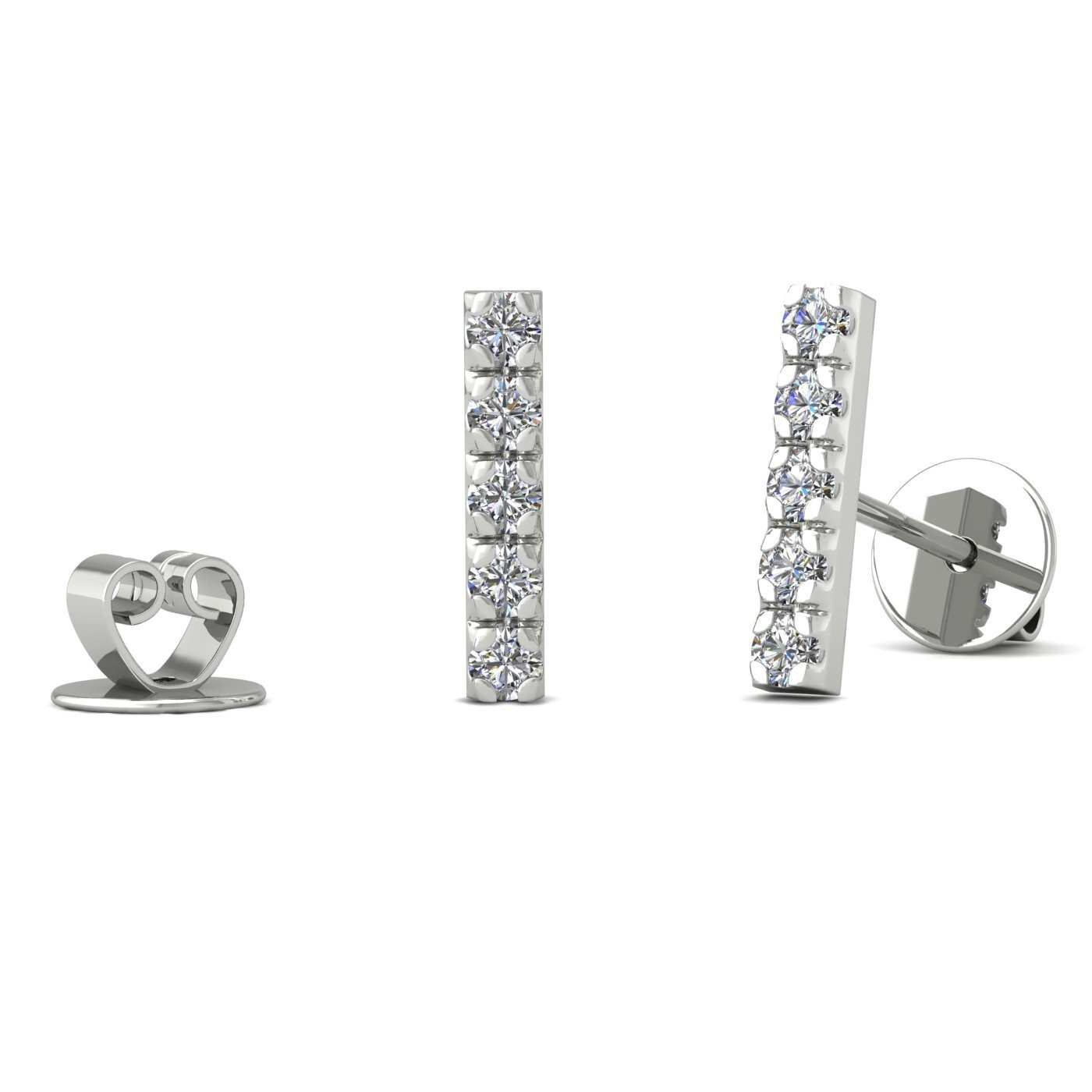 18k white gold  "mini bar" diamond earrings 0.07 ct Photos & images