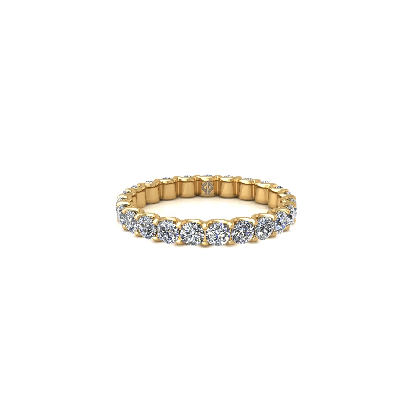 18k yellow gold  round shape diamond full eternity ring in u-prong setting Photos & images