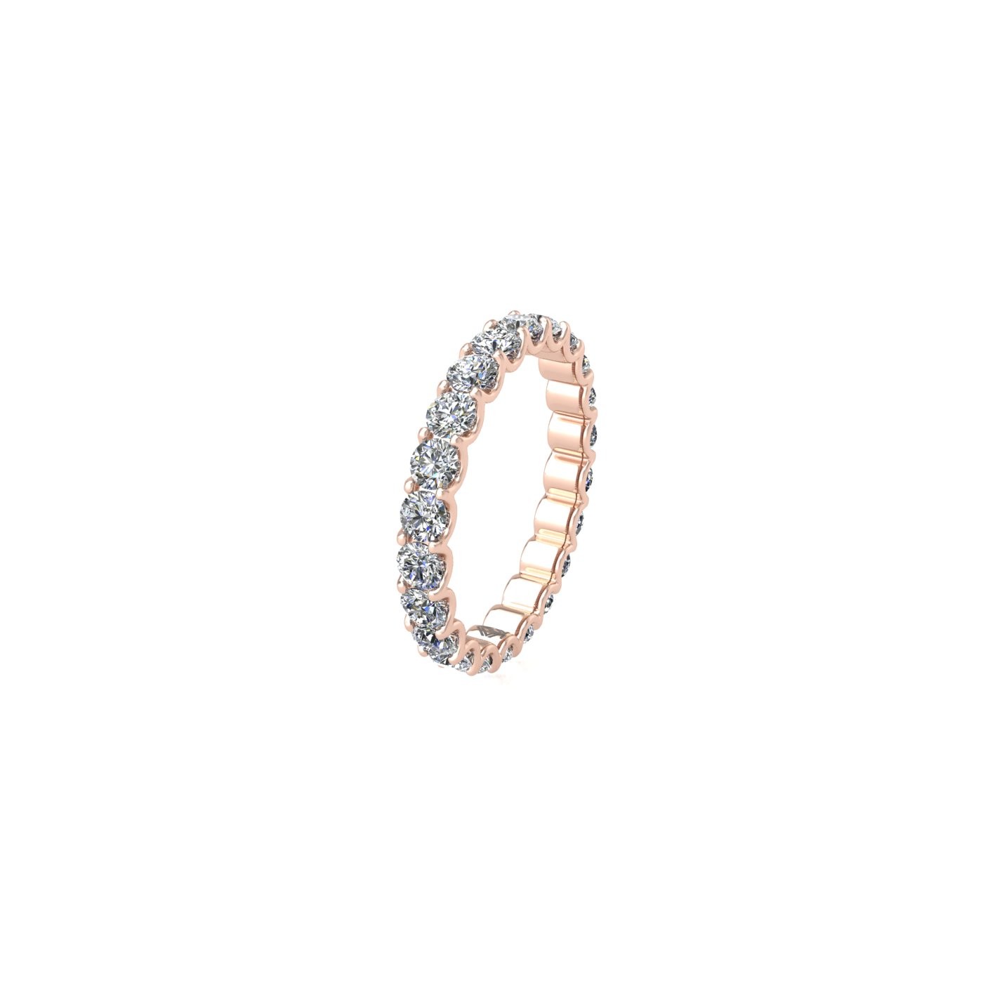 18k rose gold  round shape diamond full eternity ring in u-prong setting