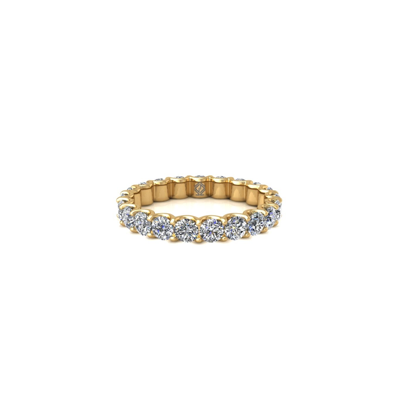 18k yellow gold  round shape diamond full eternity ring in u-prong setting