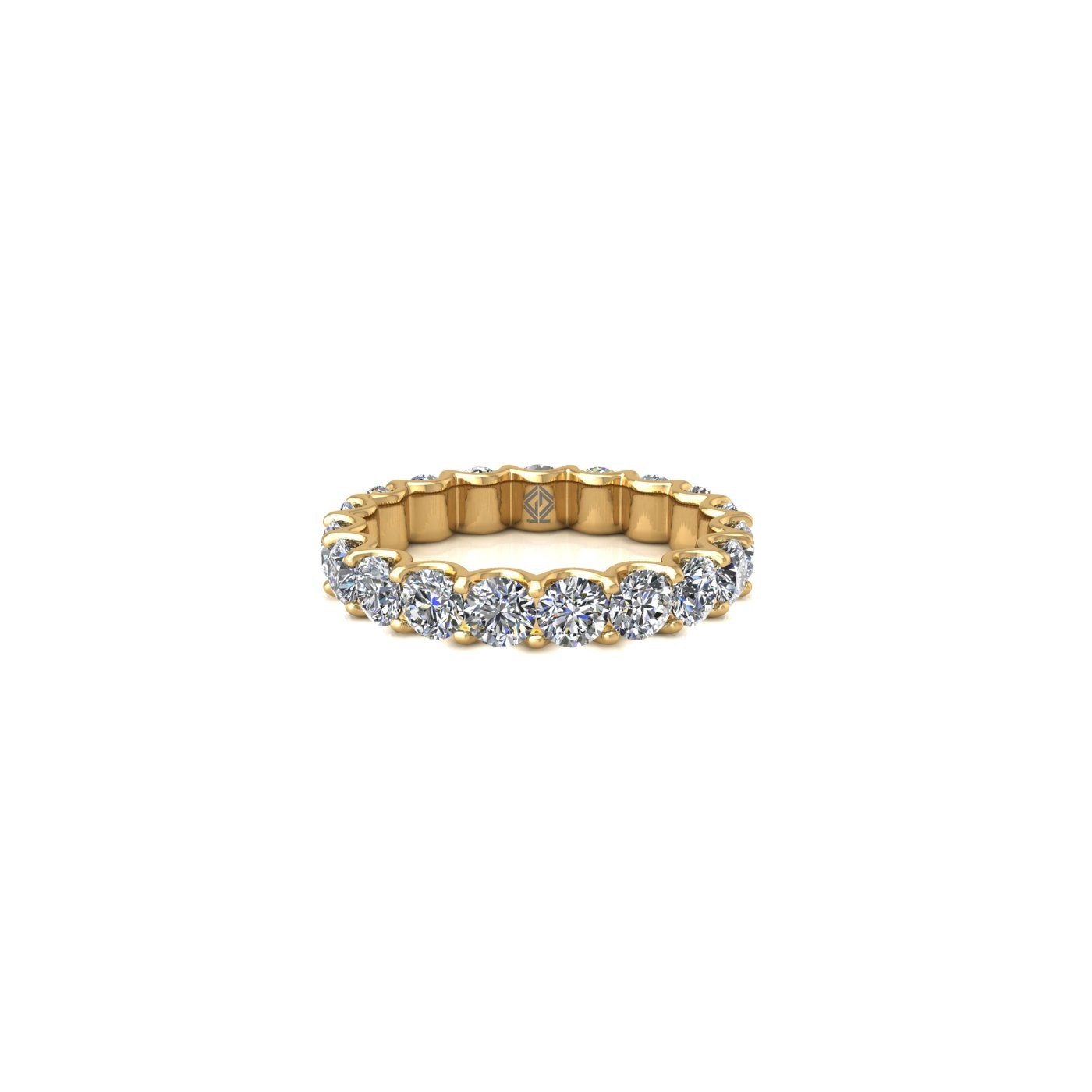 18k yellow gold  round shape diamond full eternity ring in u-prong setting Photos & images